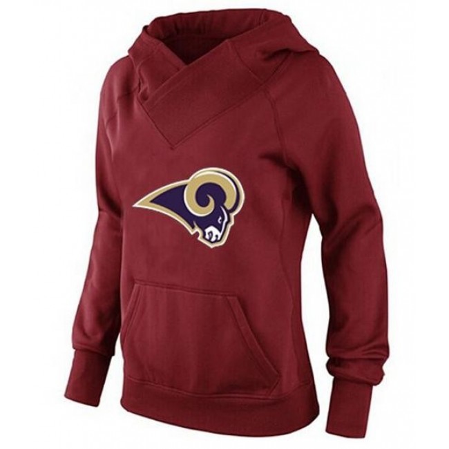 Women's St.Louis Rams Logo Pullover Hoodie Red-1 Jersey