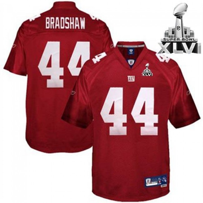 Giants #44 Ahmad Bradshaw Red Super Bowl XLVI Embroidered NFL Jersey