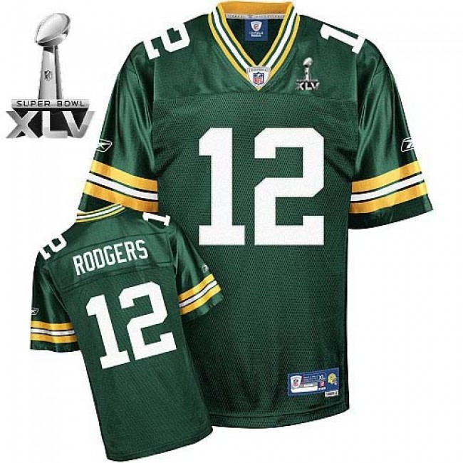 Packers #12 Aaron Rodgers Green Super Bowl XLV Stitched NFL Jersey