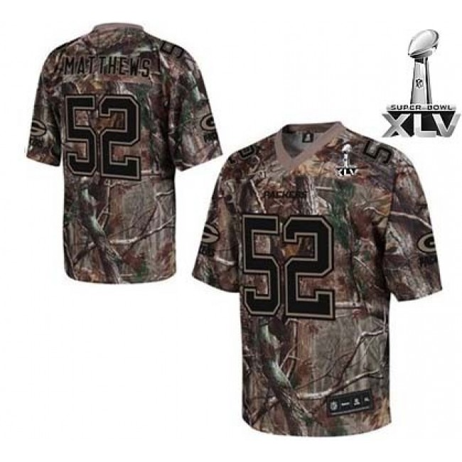 Packers #52 Clay Matthews Camouflage Realtree Super Bowl XLV Stitched NFL Jersey