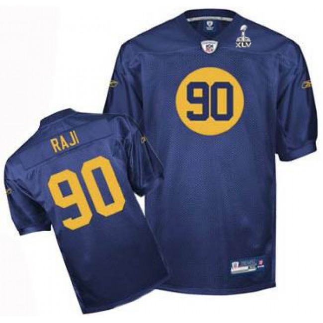 Packers #90 B.J. Raji Blue Super Bowl XLV Stitched NFL Jersey