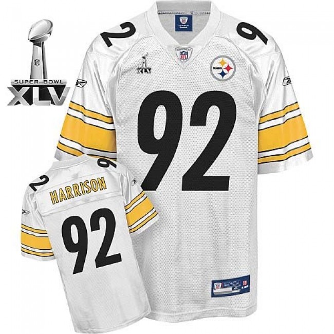 Steelers #92 James Harrison White Super Bowl XLV Stitched NFL Jersey