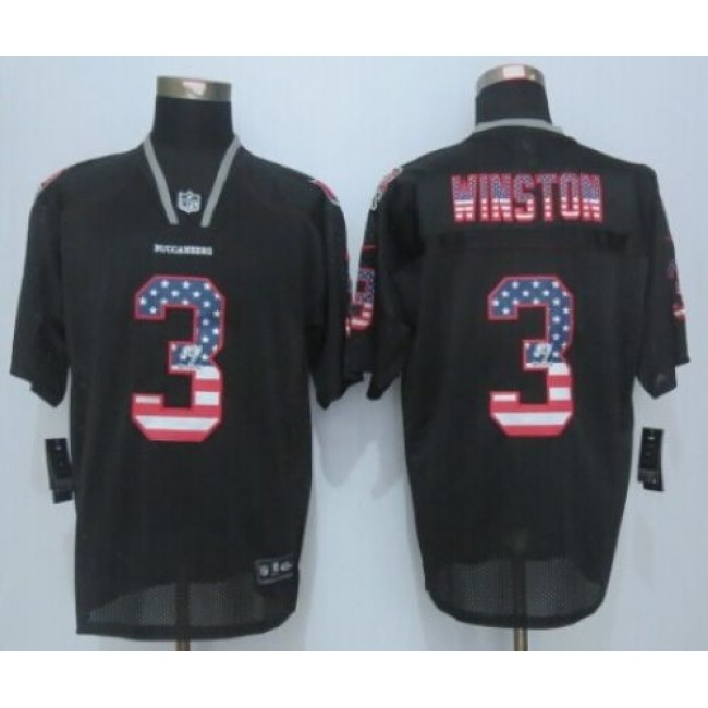 Nike Buccaneers #3 Jameis Winston Black Men's Stitched NFL Elite USA Flag Fashion Jersey