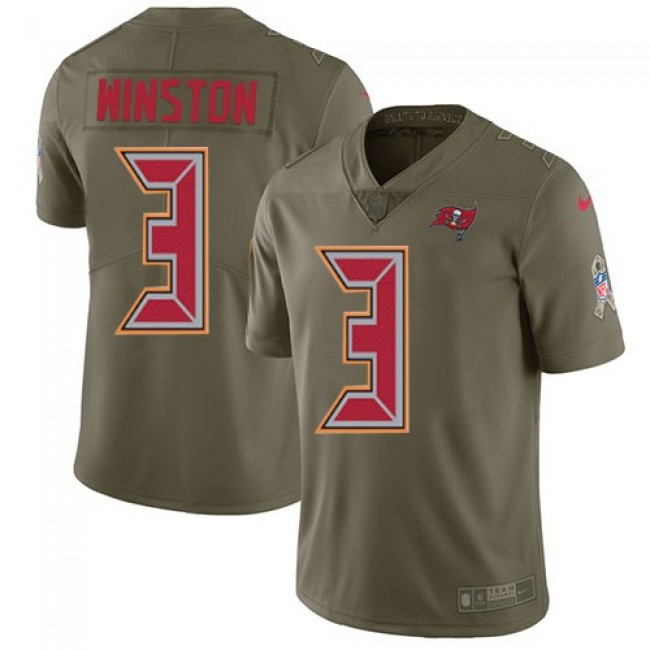 Tampa Bay Buccaneers #3 Jameis Winston Olive Youth Stitched NFL Limited 2017 Salute to Service Jersey