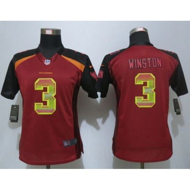 Women's Buccaneers #3 Jameis Winston Red Team Color Stitched NFL Elite Strobe Jersey