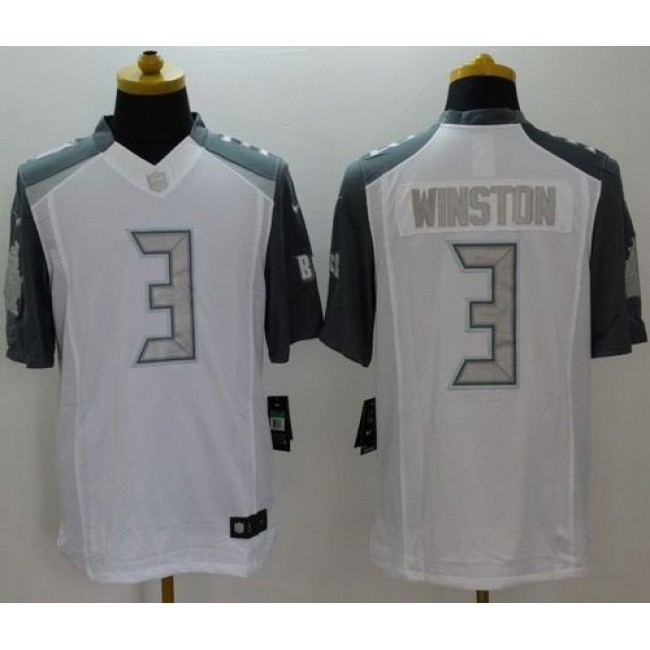 Nike Buccaneers #3 Jameis Winston White Men's Stitched NFL Limited Platinum Jersey