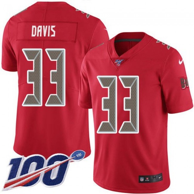 Nike Buccaneers #33 Carlton Davis III Red Men's Stitched NFL Limited Rush 100th Season Jersey