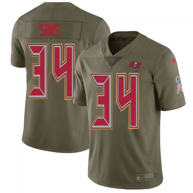 Tampa Bay Buccaneers #34 Charles Sims Olive Youth Stitched NFL Limited 2017 Salute to Service Jersey