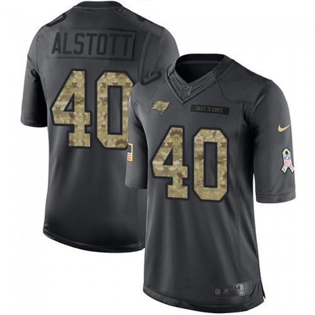Tampa Bay Buccaneers #40 Mike Alstott Black Youth Stitched NFL Limited 2016 Salute to Service Jersey