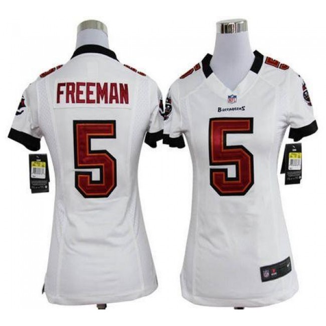 Women's Buccaneers #5 Josh Freeman White Stitched NFL Elite Jersey