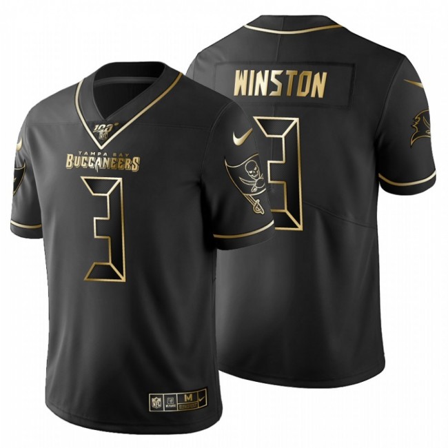 Tampa Bay Buccaneers #3 Jameis Winston Men's Nike Black Golden Limited NFL 100 Jersey