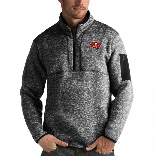 Tampa Bay Buccaneers Antigua Fortune Quarter-Zip Pullover Jacket Heather Black