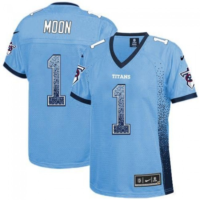 Women's Titans #1 Warren Moon Light Blue Team Color Stitched NFL Elite Drift Jersey