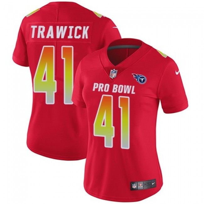 Women's Titans #41 Brynden Trawick Red Stitched NFL Limited AFC 2018 Pro Bowl Jersey