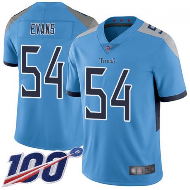 Nike Titans #54 Rashaan Evans Light Blue Alternate Men's Stitched NFL 100th Season Vapor Limited Jersey