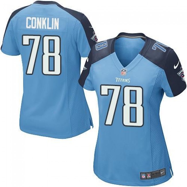 Women's Titans #78 Jack Conklin Light Blue Team Color Stitched NFL Elite Jersey