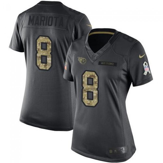 Women's Titans #8 Marcus Mariota Black Stitched NFL Limited 2016 Salute to Service Jersey