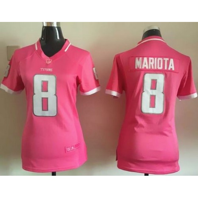 Women's Titans #8 Marcus Mariota Pink Stitched NFL Elite Bubble Gum Jersey