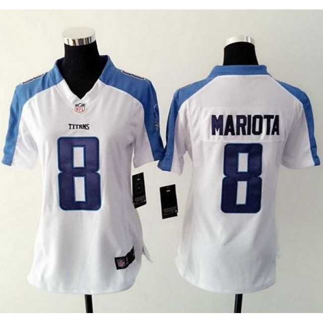 Women's Titans #8 Marcus Mariota White Stitched NFL Elite Jersey