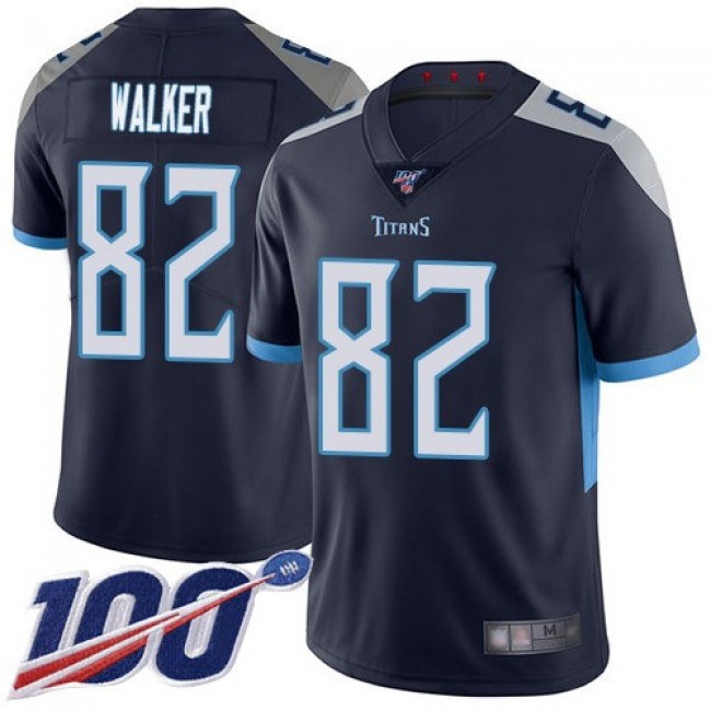 Nike Titans #82 Delanie Walker Navy Blue Team Color Men's Stitched NFL 100th Season Vapor Limited Jersey
