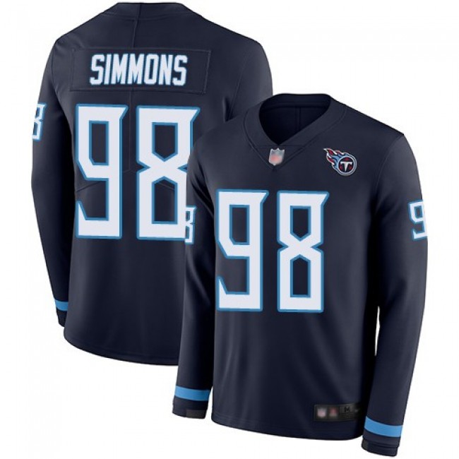 Nike Titans #98 Jeffery Simmons Navy Blue Team Color Men's Stitched NFL Limited Therma Long Sleeve Jersey