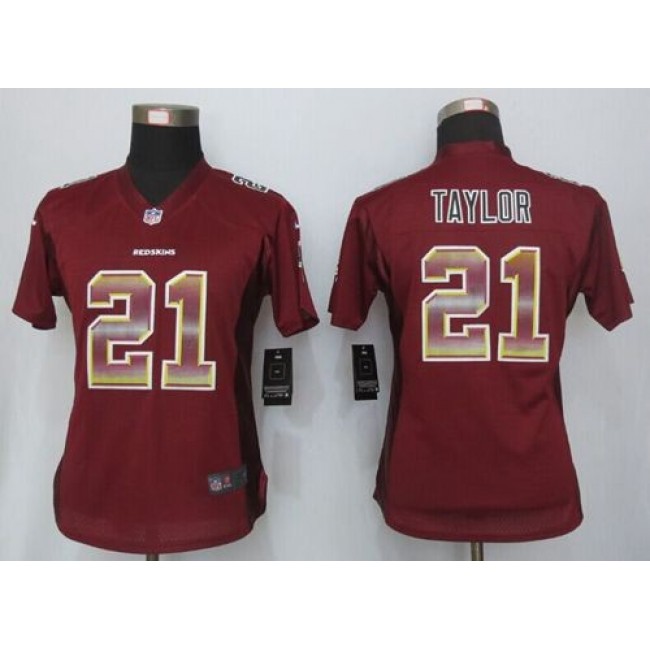 Women's Redskins #21 Sean Taylor Burgundy Red Team Color Stitched NFL Elite Strobe Jersey