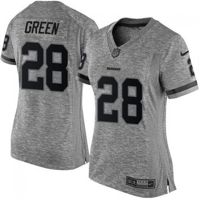 Women's Redskins #28 Darrell Green Gray Stitched NFL Limited Gridiron Gray Jersey