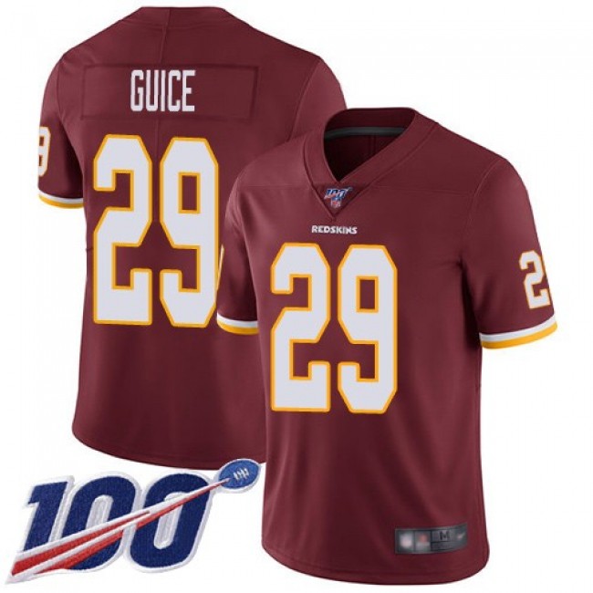 Nike Redskins #29 Derrius Guice Burgundy Red Team Color Men's Stitched NFL 100th Season Vapor Limited Jersey