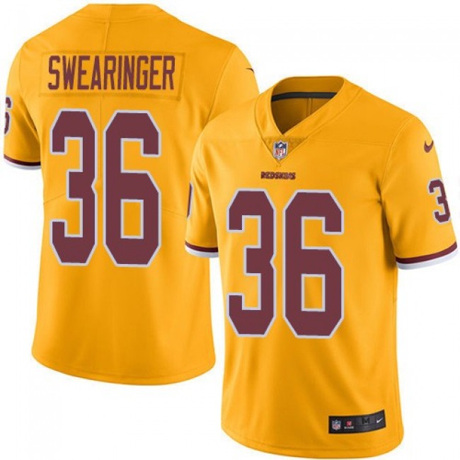 Washington Redskins #36 D.J. Swearinger Gold Youth Stitched NFL Limited Rush Jersey