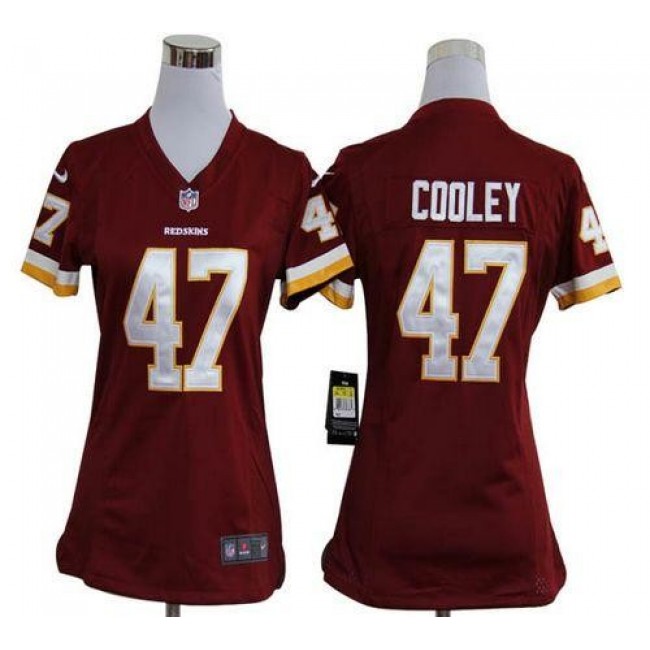 Women's Redskins #47 Chris Cooley Burgundy Red Team Color Stitched NFL Elite Jersey