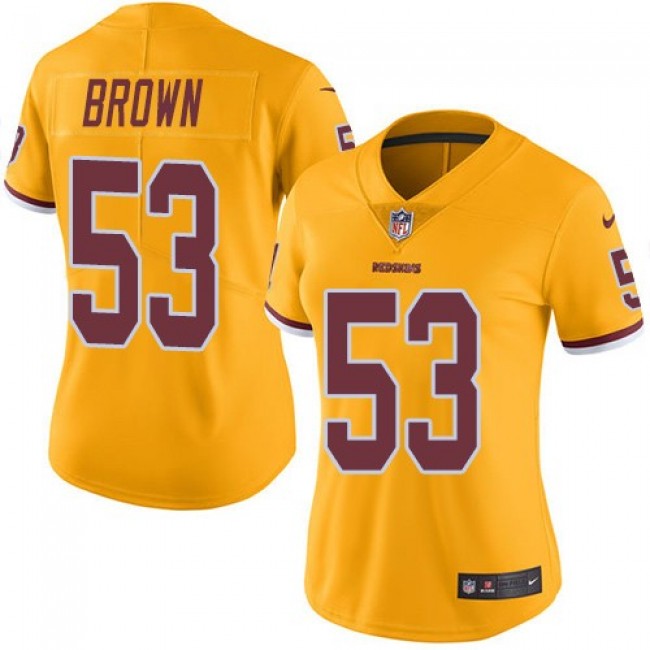 Women's Redskins #53 Zach Brown Gold Stitched NFL Limited Rush Jersey