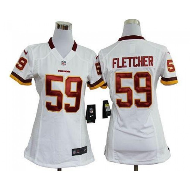 Women's Redskins #59 London Fletcher White Stitched NFL Elite Jersey
