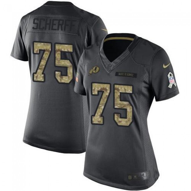 Women's Redskins #75 Brandon Scherff Black Stitched NFL Limited 2016 Salute to Service Jersey