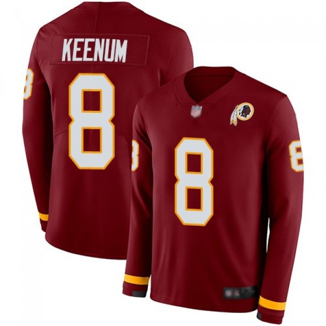 Nike Redskins #8 Case Keenum Burgundy Red Team Color Men's Stitched NFL Limited Therma Long Sleeve Jersey