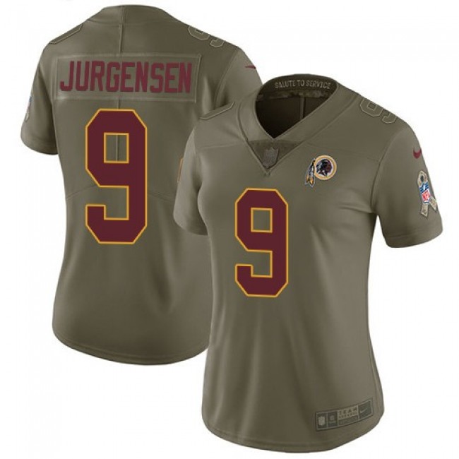Women's Redskins #9 Sonny Jurgensen Olive Stitched NFL Limited 2017 Salute to Service Jersey