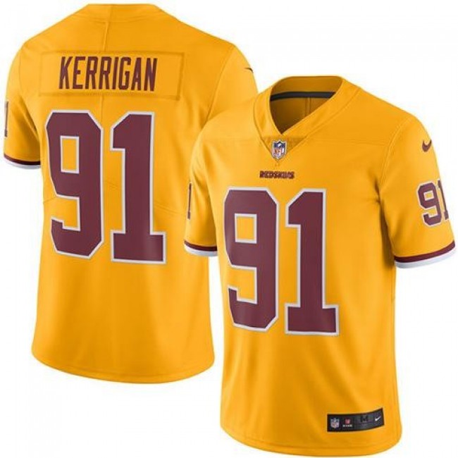 Washington Redskins #91 Ryan Kerrigan Gold Youth Stitched NFL Limited Rush Jersey