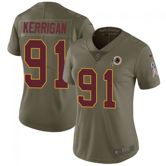 Women's Redskins #91 Ryan Kerrigan Olive Stitched NFL Limited 2017 Salute to Service Jersey