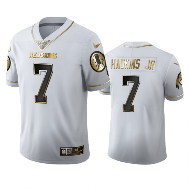 Washington Redskins #7 Dwayne Haskins Jr Men's Nike White Golden Edition Vapor Limited NFL 100 Jersey